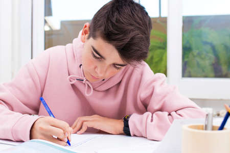 child writing on the home or school desk, studentsの写真素材