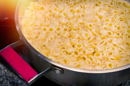 macaroni in the pot cookingの写真素材