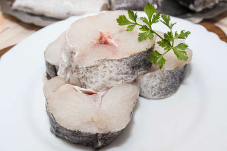 raw sliced hake fish