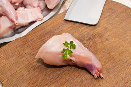 raw rabbit meat for cookingの写真素材