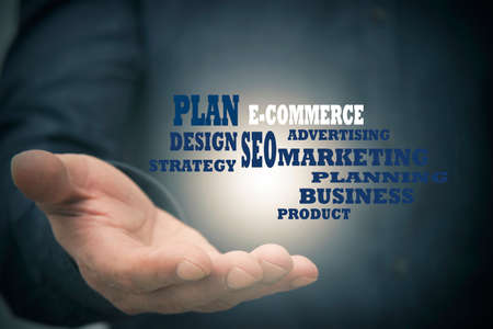 hand with business concepts and e-commerceの写真素材