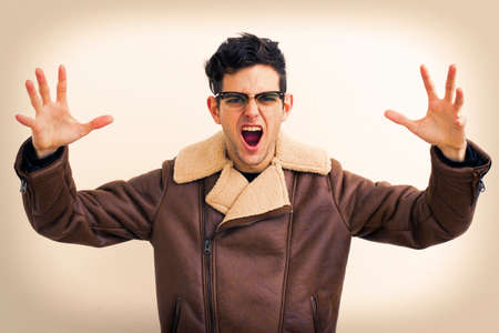 young or adult isolated in white background, portraits and expressionsの写真素材