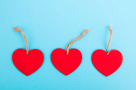 heart cards on blue background, valentine's day
