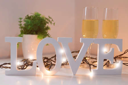 wooden letters with the word love, message and love conceptの写真素材