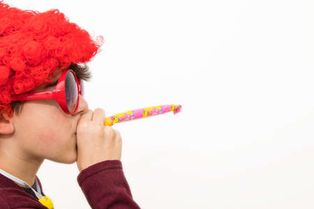 teenager or preteen disguised as a carnival or birthdayの写真素材