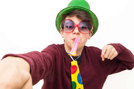 teenager or preteen disguised as a carnival or birthday