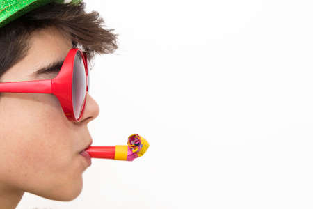 teenager or preteen disguised as a carnival or birthdayの写真素材