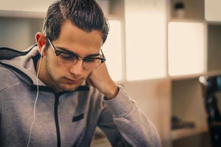 young fashioned mobile phoneの写真素材