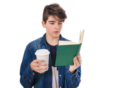 teen student with books isolated in white background