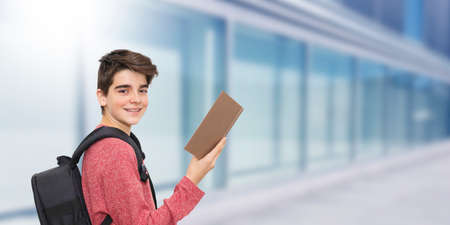 student with school books