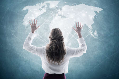 business woman, connectivity and networking conceptの写真素材