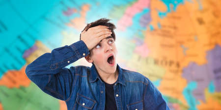 student or young teenager with an expression of surpriseの写真素材