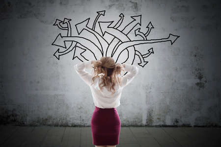 business woman with the concept of confusion or problems