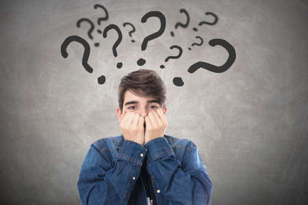 student afraid of questionsの写真素材