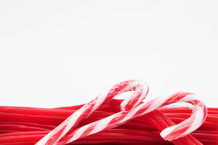 licorice, sweets and candies isolated in white backgroundの写真素材