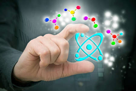 hand with symbol of scienceの写真素材