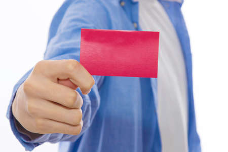 hands with business card and visitの写真素材