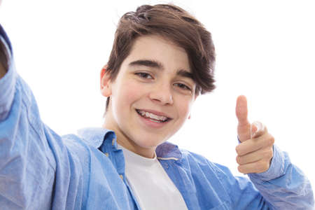 portrait of young teenager isolated in white background