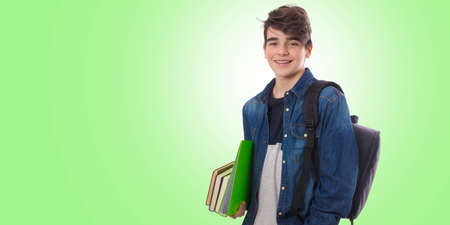 student with books isolated, back to school