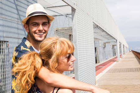 couple hugging in summerの写真素材