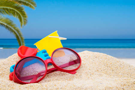 sand beach with the sea background, summer backgroundの写真素材