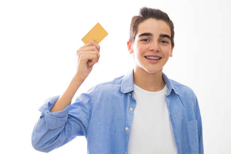 young isolated with credit card