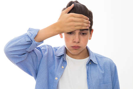 young isolated with an expression of headache