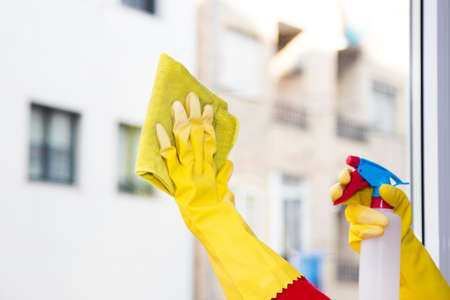 glass window cleaner, hand-cleaning productsの写真素材