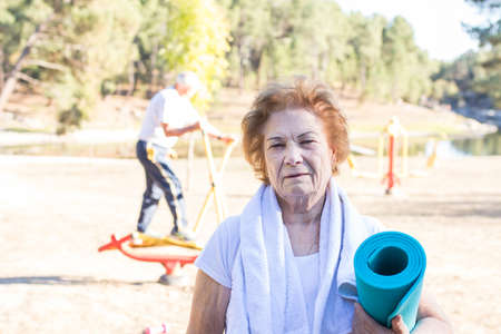 older people doing sport, active retirementの写真素材