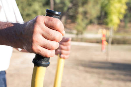 close-up of hands in the gymnastics apparatus