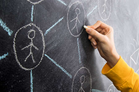 hand drawing social or social media network scheme