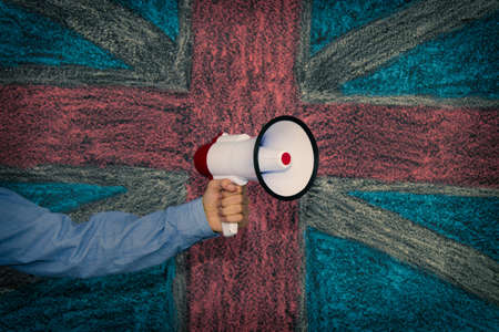 background with english flag, speak english
