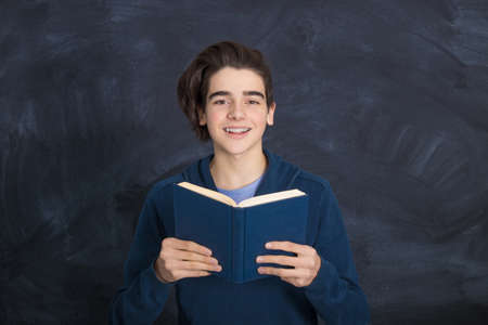student portrait with books and background