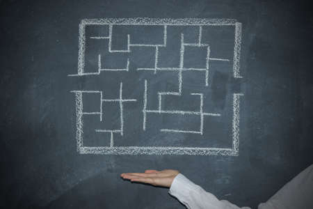 hand showing the mazeの写真素材