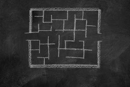 slate with labyrinth drawingの写真素材