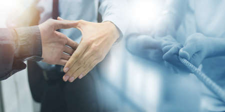business and cooworking greeting, contract and collaborationの写真素材