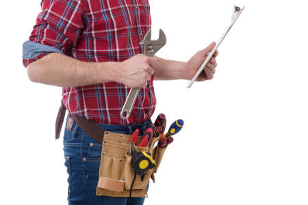 construction worker or professional with tools
