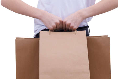 isolated people with shopping bagsの写真素材