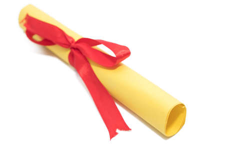 diploma or graduation degree isolated in white