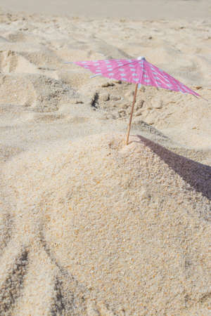 parasol in the sand of the beach, summer and holidaysの写真素材