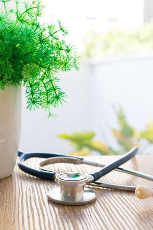 doctor's stethoscope on backgroundの写真素材
