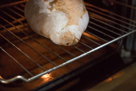 artisan bread in the ovenの写真素材