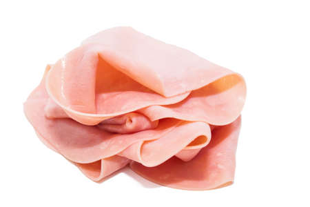 slices of cooked ham or isolated sausageの写真素材