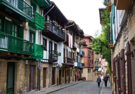 buildings, houses and architecture of hondarribia, basque country, spainの写真素材