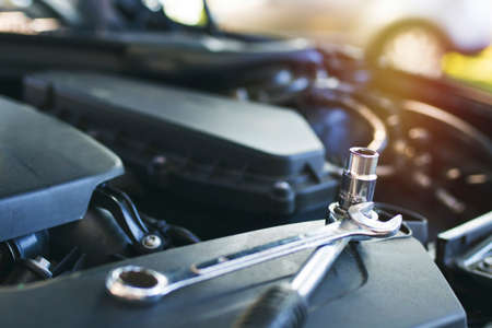 mechanical workshop, tools in the car engineの写真素材