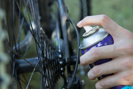cleaning and maintenance of the bicycle, cyclingの写真素材