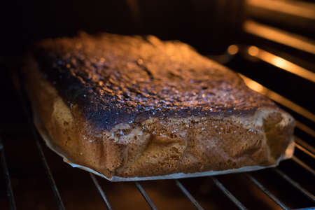 close-up of the cake in the oven, pastry and sweetsの写真素材