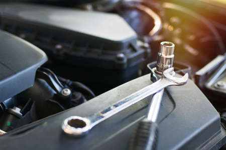 mechanical workshop, tools in the car engineの写真素材