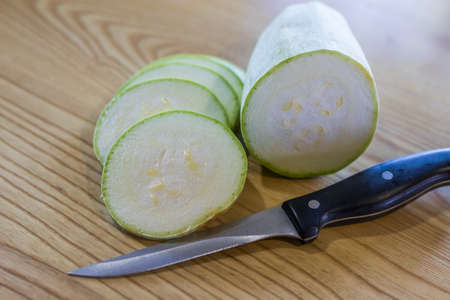 fresh zucchini sliced, fresh vegetablesの写真素材
