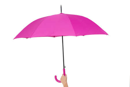 woman with umbrella isolated on white backgroundの写真素材